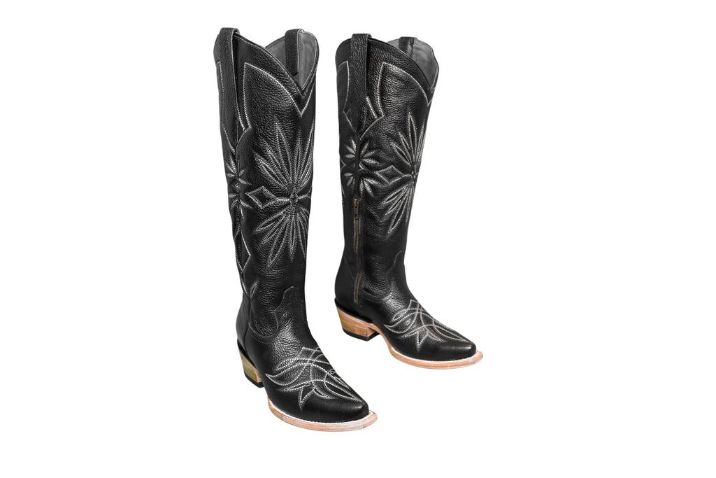 Lorraine Black Leather Knee High Boots - Stiefeld Boots Canada