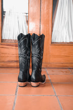Lorraine Black Leather Knee High Boots - Stiefeld Boots Canada